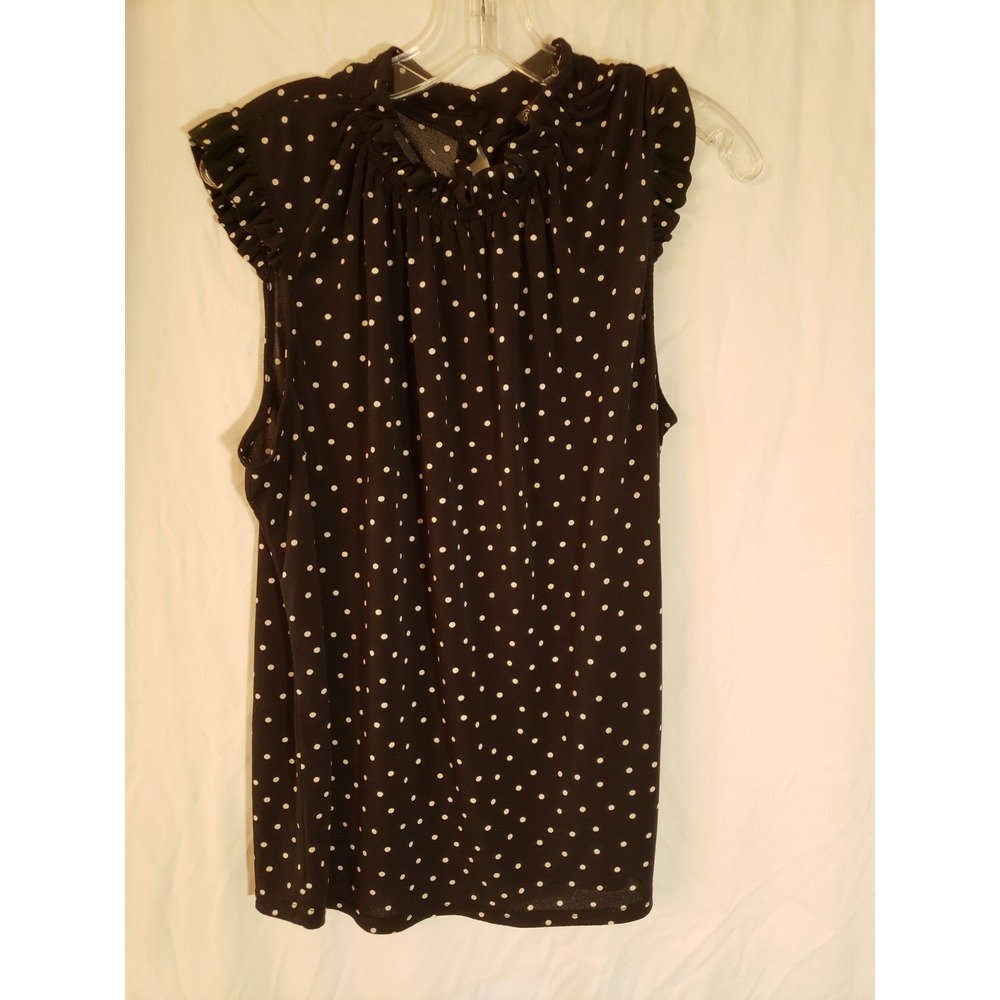Women's Adrianna Papell High Neckline Black Polka Dot Sleeveless Top Size XL